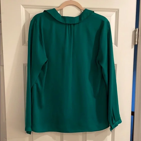 J. Crew Factory Green Polo Collar Relaxed Blouse - Picture 2 of 2